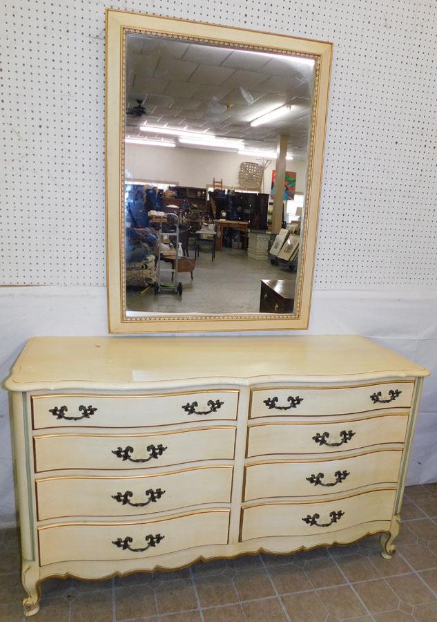 French Provincial Double 8 Drawer Dresser w/ Mirror (1 of 6)
