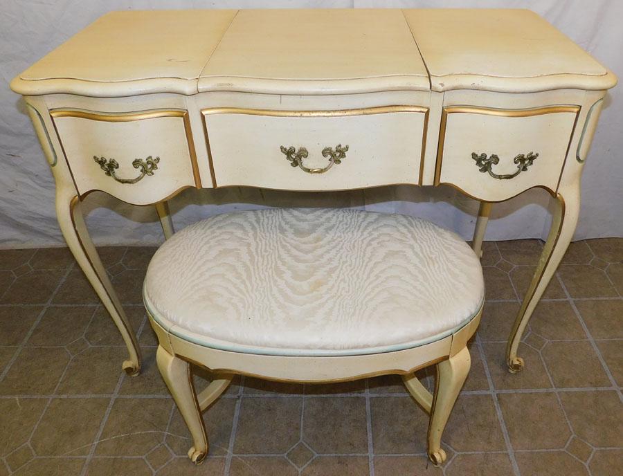 French Provincial Lift Top Vanity with Bench (1 of 3)