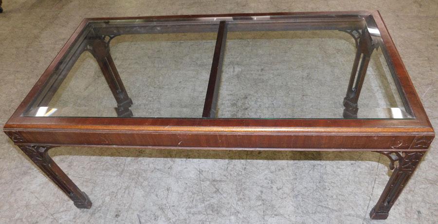 Chinese Chipp Style Mah Glass Top Coffee Table (1 of 2)