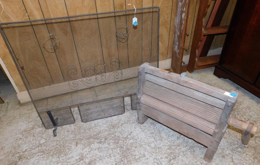 Wire Mesh Fireplace Screen & Primi Clothes Wringer (1 of 3)