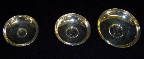 (3) Sterling small trays with American coins: (3) Sterling small trays with American coins