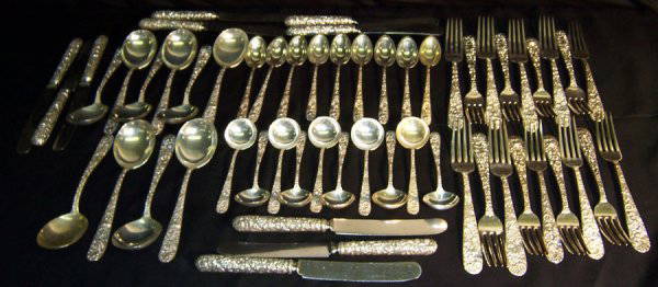 (65) Piece Kirk Repousse set of flatware: (65) Piece Kirk Repousse set of flatware (69.07 troy oz.)