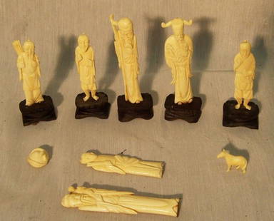 (7) Ivory figures: (7) Ivory figures