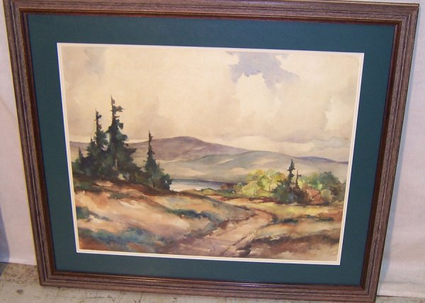 Water color signed John C. Hare: Water color - mountain and lake scene signed John C. Hare - 36" x 30"