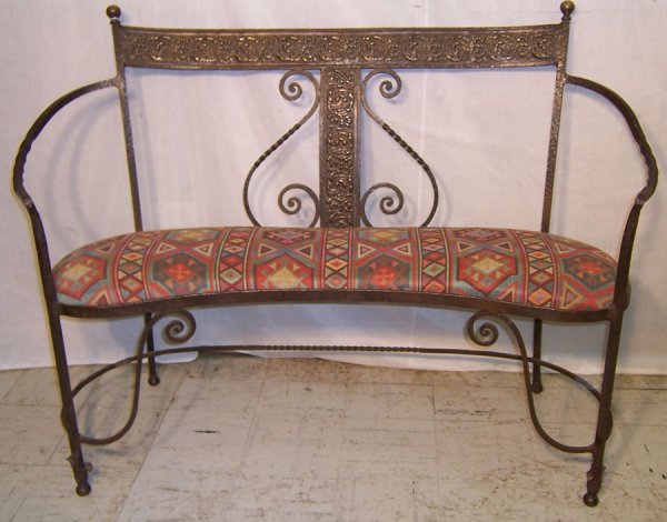 Oscar Bach bronze and cast iron bench: Oscar Bach bronze and cast iron bench - 51 1/2" wide, 39" tall