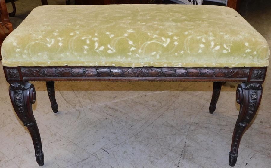 Antique Walnut Carved Bench (1 of 4)