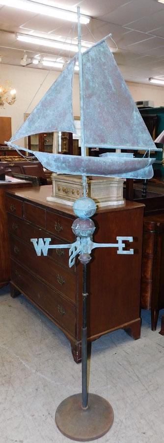 Antique Copper Sail Boat Weather Vane (1 of 4)