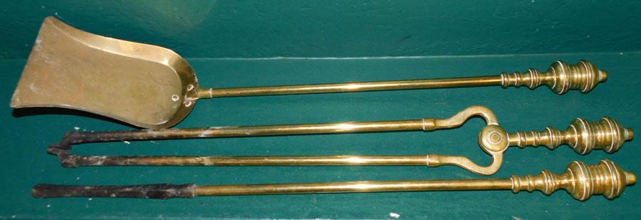 Lot 19th C Brass Fire Tools (1 of 2)