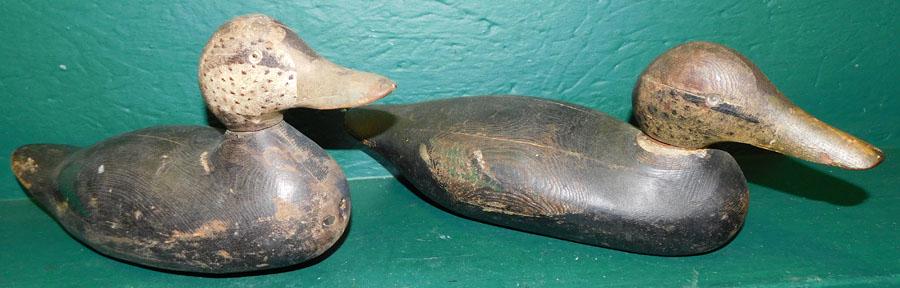 Two Antique Wood Carved Duck Decoys (1 of 3)