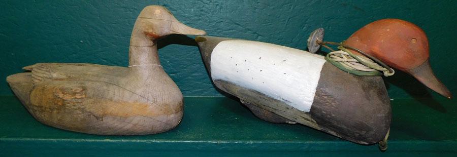 Two Antique Wood Carved Duck Decoys (1 of 2)