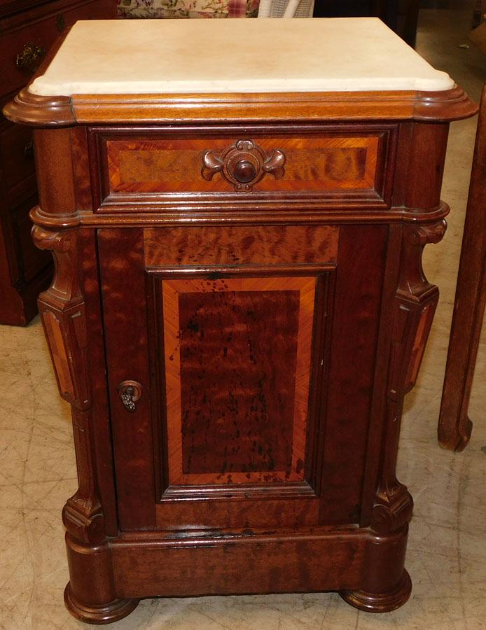 Victorian Walnut Marble Top Night Stand (1 of 6)