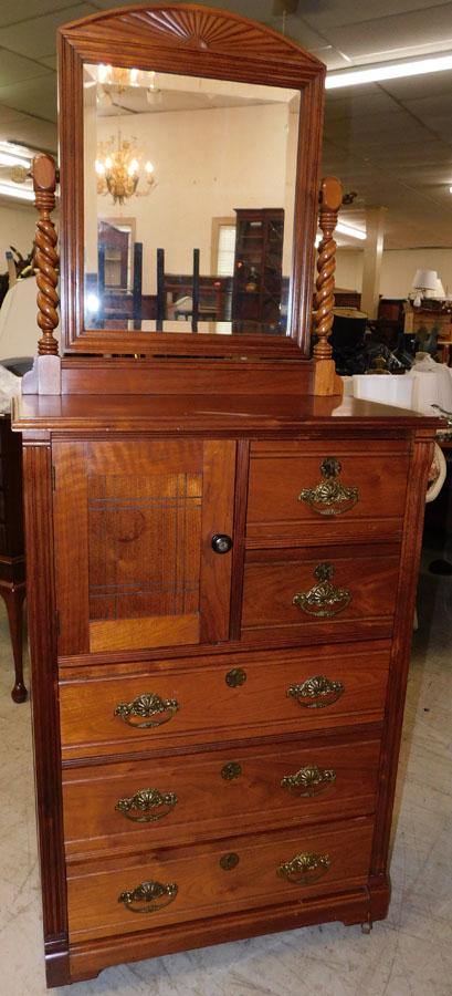 Victorian Walnut Dresser W/ Beveled Mirror (1 of 5)