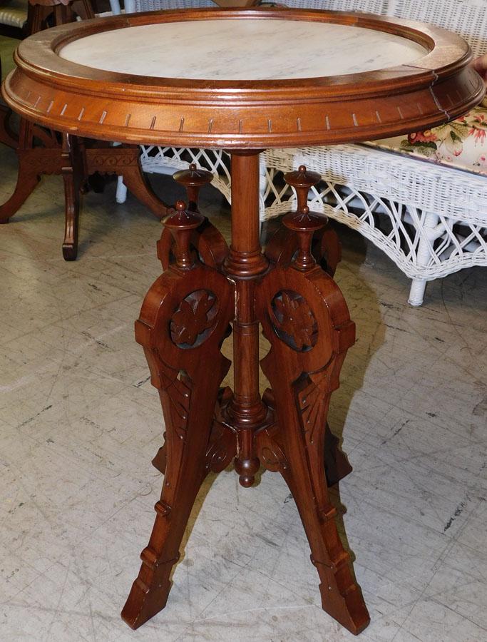 Victorian Walnut Marble Top Table (1 of 3)