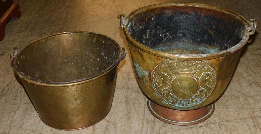 Two Antique Brass Buckets (1 of 2)