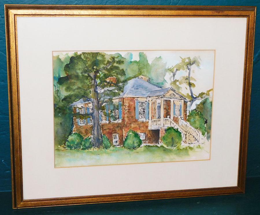 Framed Watercolor of 19th C VA Brick Home (1 of 3)