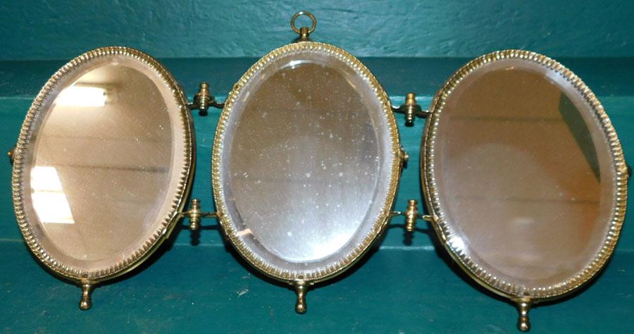 Brass Beveled Tri- Fold Mirror (1 of 3)