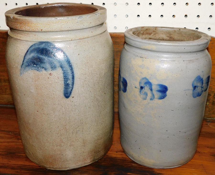 Two Blue Decorated Stone Ware Jars (1 of 3)