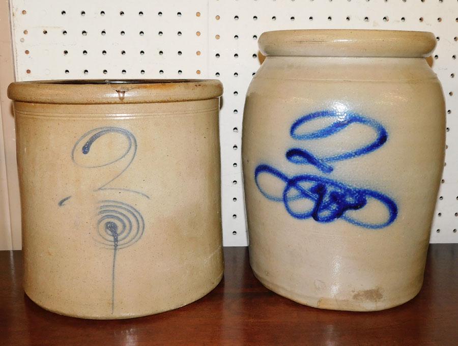 Two Blue Decorated Iron Stone Crocks (1 of 3)