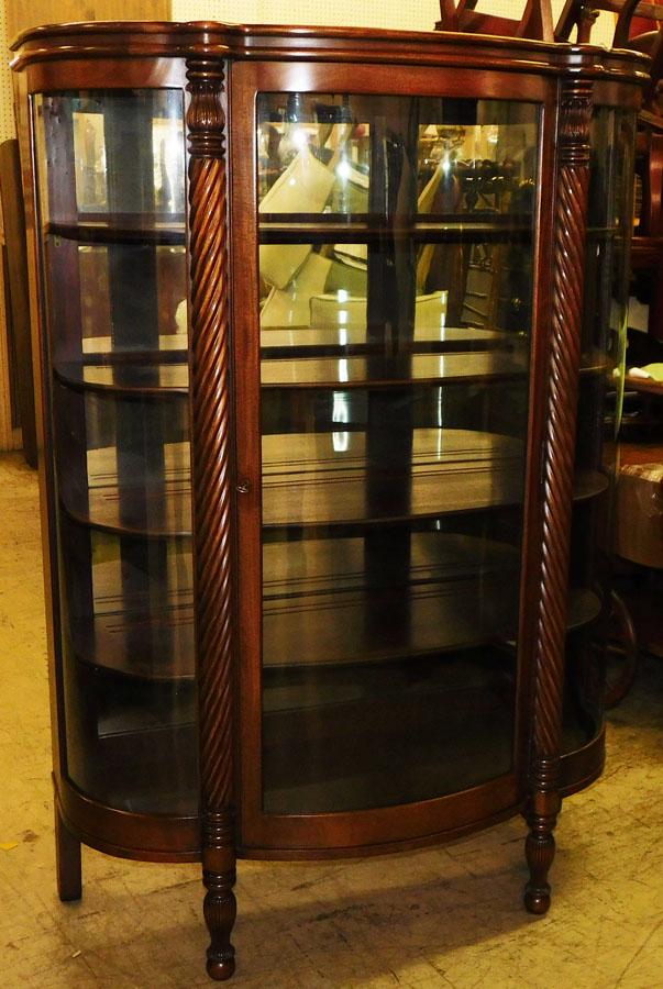 Antique Mahogany Bow Front China Cabinet (1 of 6)
