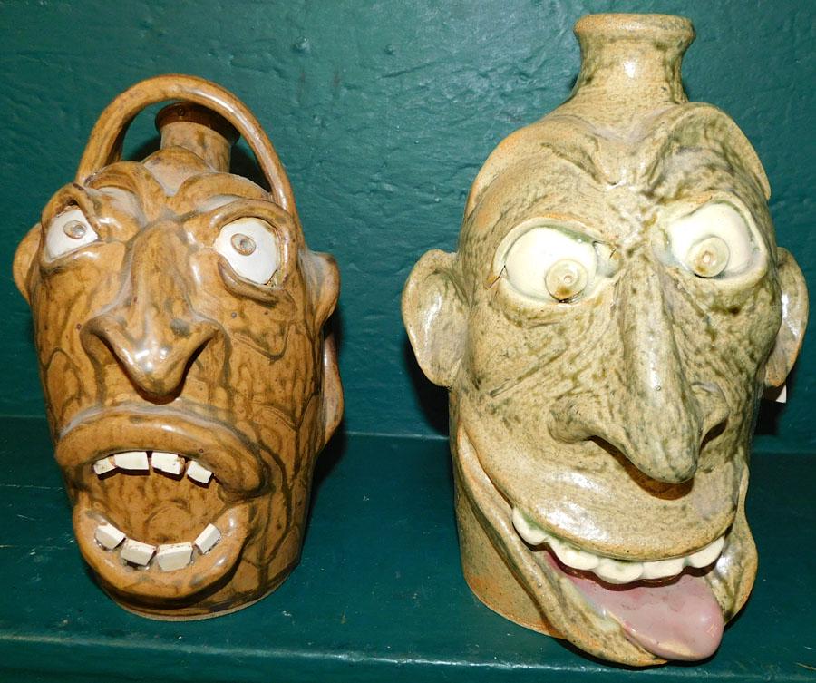 Two Ugly Face Jugs - 1 Signed (1 of 6)