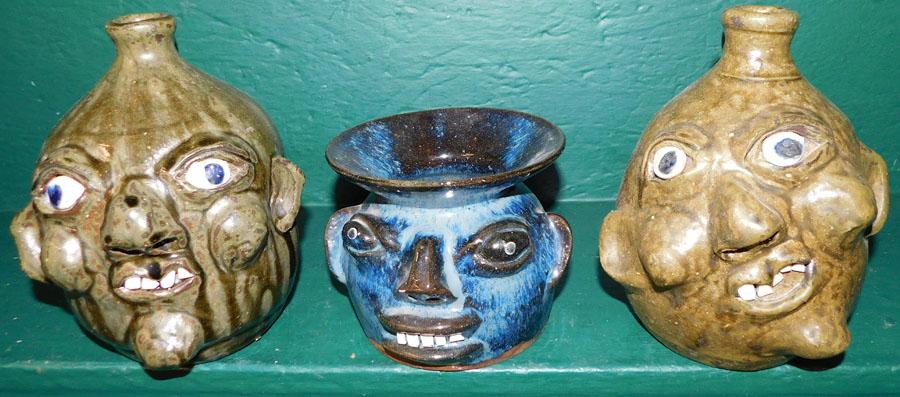 Three Ugly Face Jugs - Signed (1 of 5)