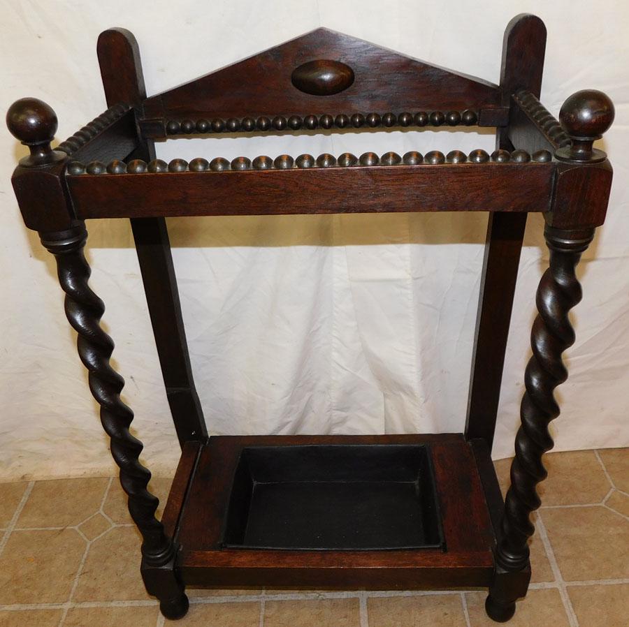 Oak Barley Twist Umbrella Stand (1 of 4)