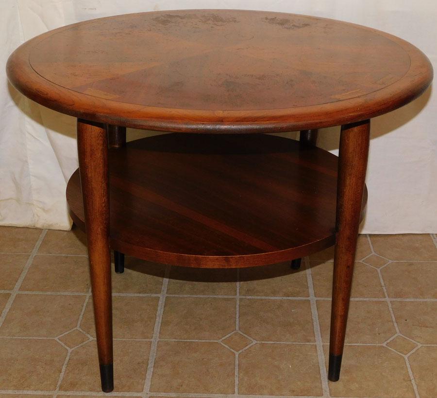 MCM Walnut Inlay Round Table By Lane (1 of 5)