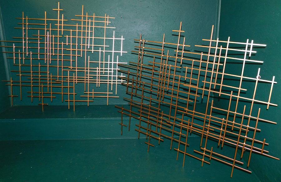 Pair Gilt Metal Geometric Wall Hangings (1 of 2)