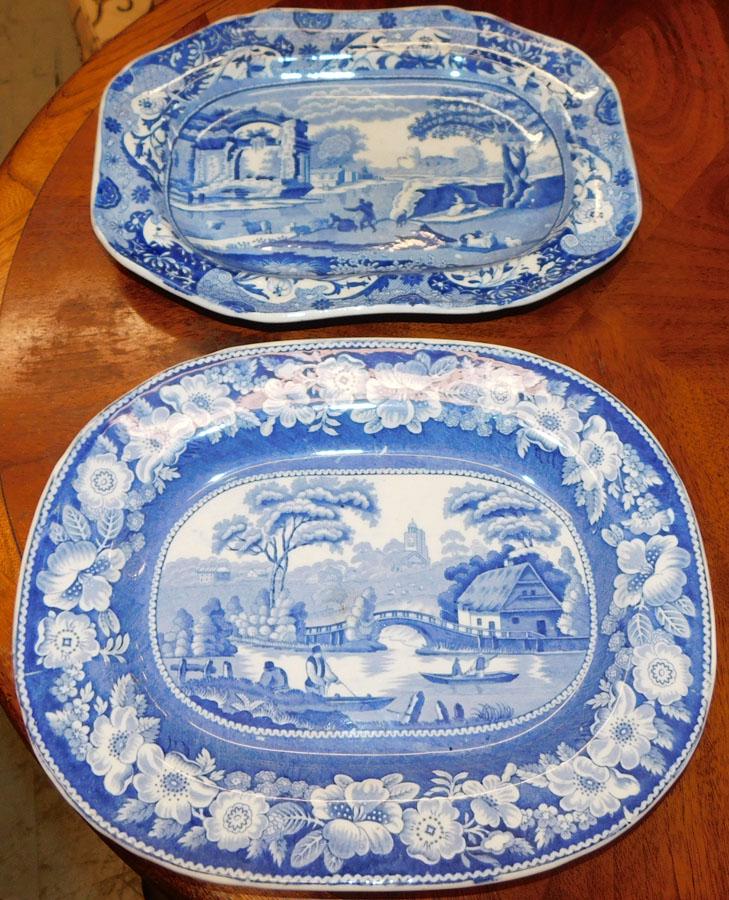 Two Dark Blue & White Transfer Platters (1 of 4)