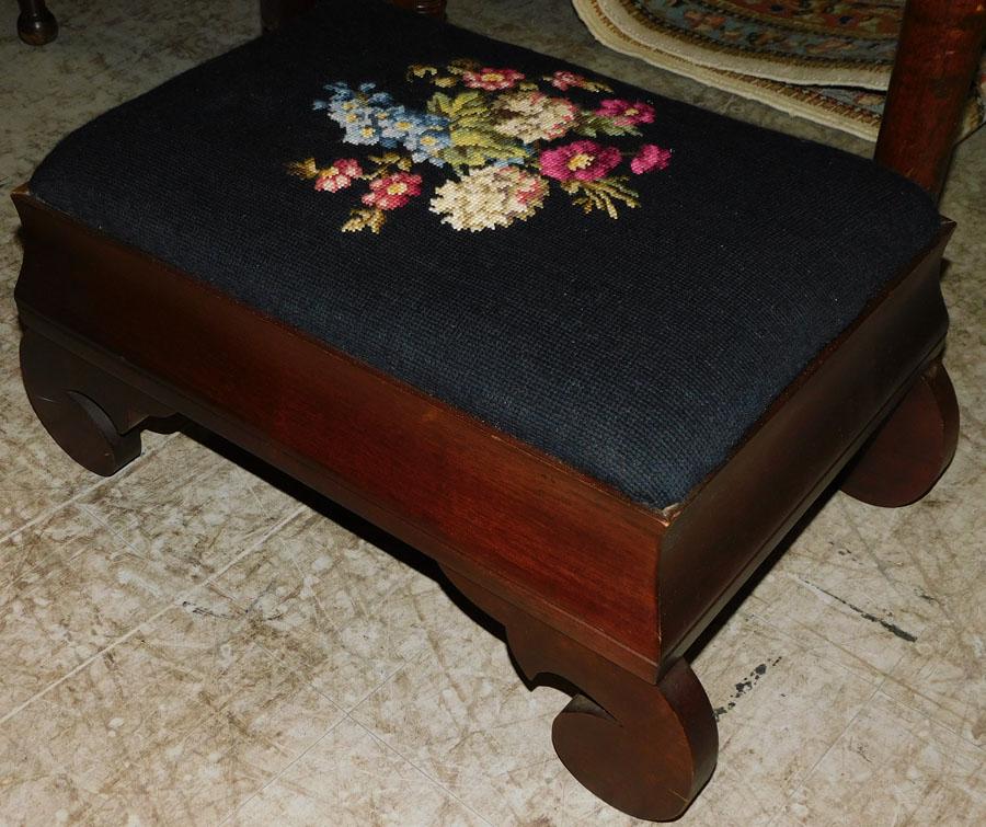 Mahogany Needlepoint Stool By Caro Craft (1 of 4)