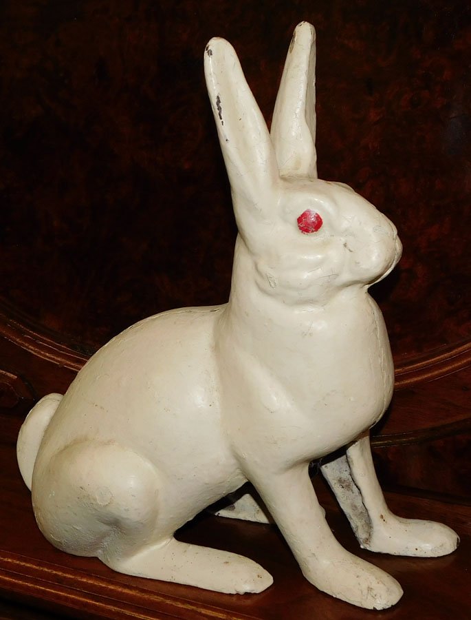 Painted Cast Iron Bunny Door Stop: Painted Cast Iron Bunny Door Stop. 11" H