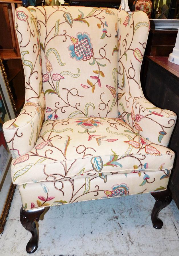 Mahog QA Crewel Work Wing Chair By Southwood (1 of 4)