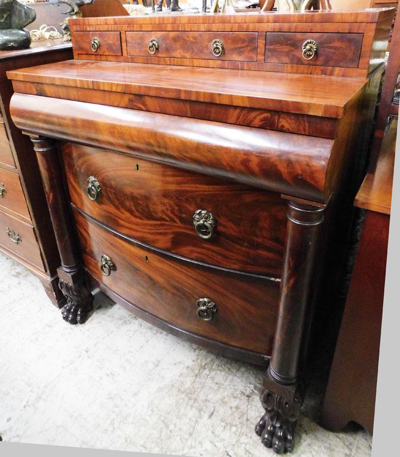 19th C Mahogany Empire 3/3 Drawer Chest (1 of 3)