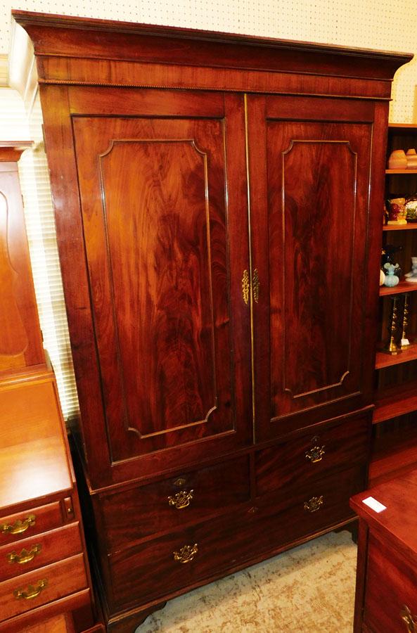 19th C Mahogany Linen Press (1 of 5)