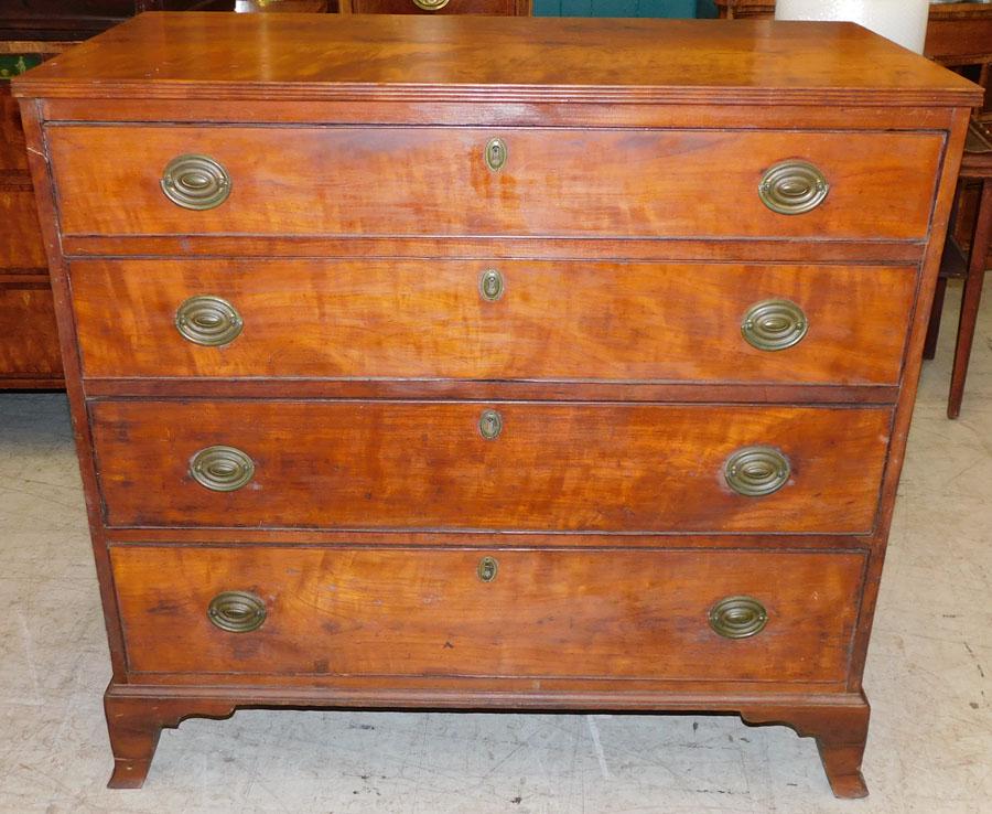 19th C Cherry 4 Drawer Chest (1 of 7)
