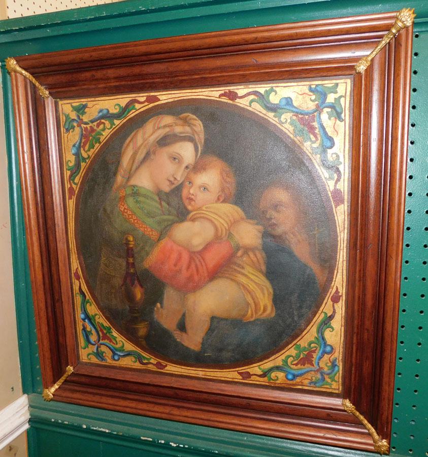 19th C Walnut Framed Rapael Madona Dellia Saggiola (1 of 3)