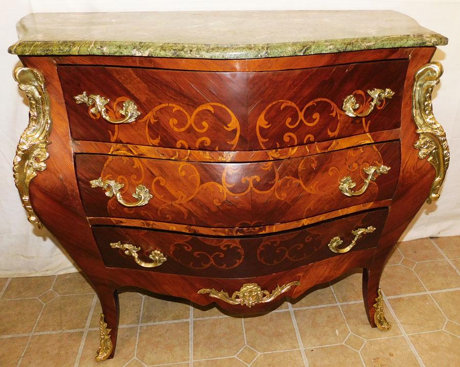 Rosewood Inlay Marble Top Bombay 3 Dr Commode (1 of 5)