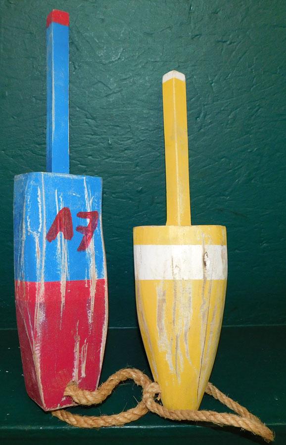 Pair Carved Wood Buoys (1 of 2)