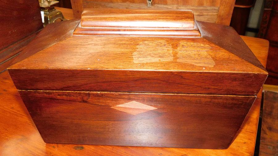 Mahogany Inlay Sarcophagus Tea Caddy (1 of 3)