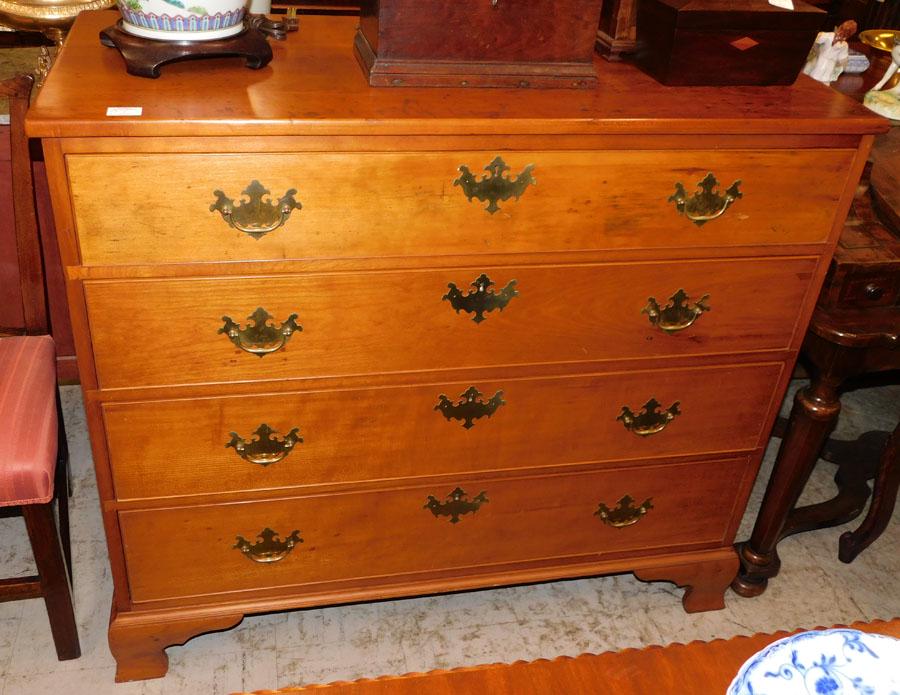 19th C Cherry 4 Drawer Chest (1 of 2)