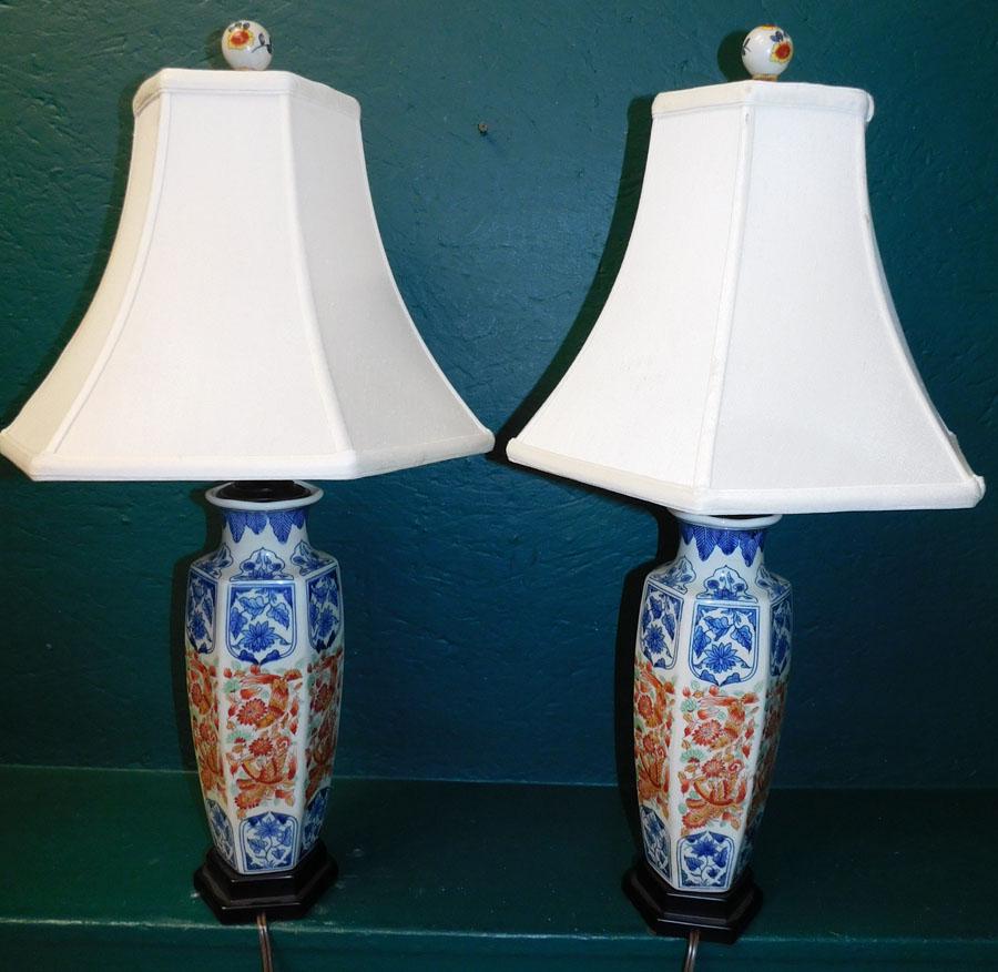 Pair Oriental Porcelain Vases Made Into Lamps (1 of 3)