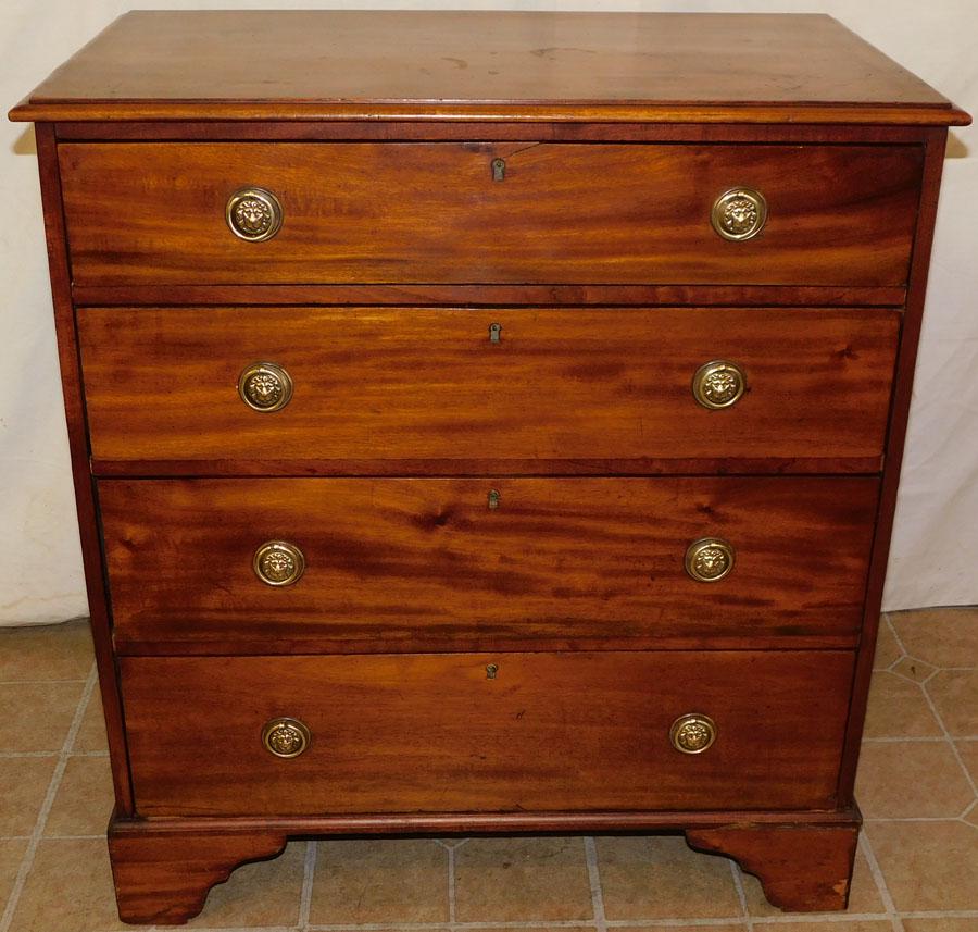 19th C Mahogany 4 Drawer Bachelor's Chest (1 of 6)