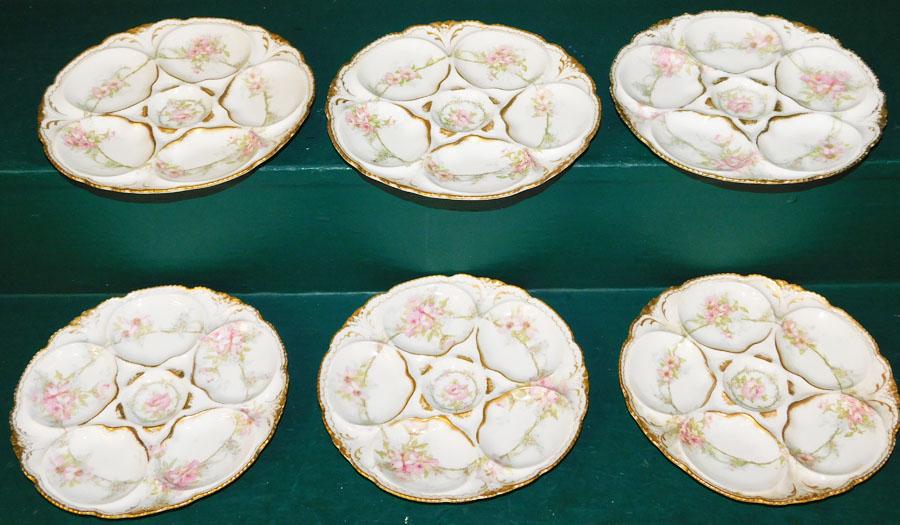 Six Limoges Hand Painted Oyster Plates (1 of 3)