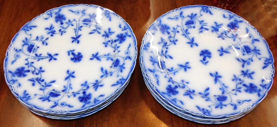12 Flow Blue J.G. Meakin Plates "Colonial" Pattern (1 of 3)