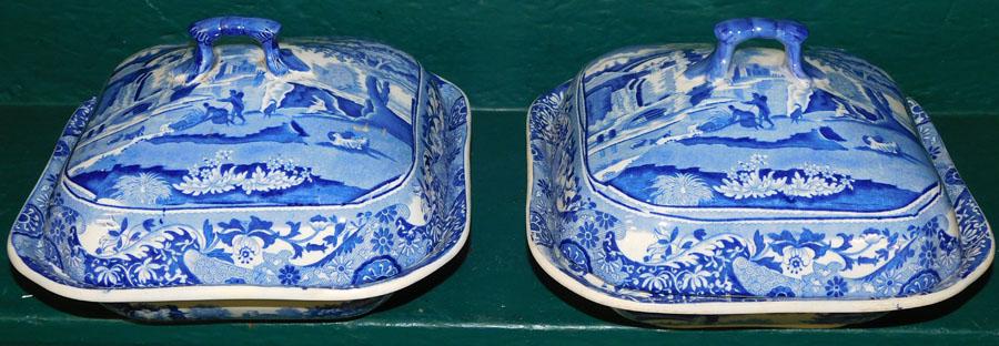 Pr Dark Blue & White Transfer Covered Entrée Servers (1 of 3)