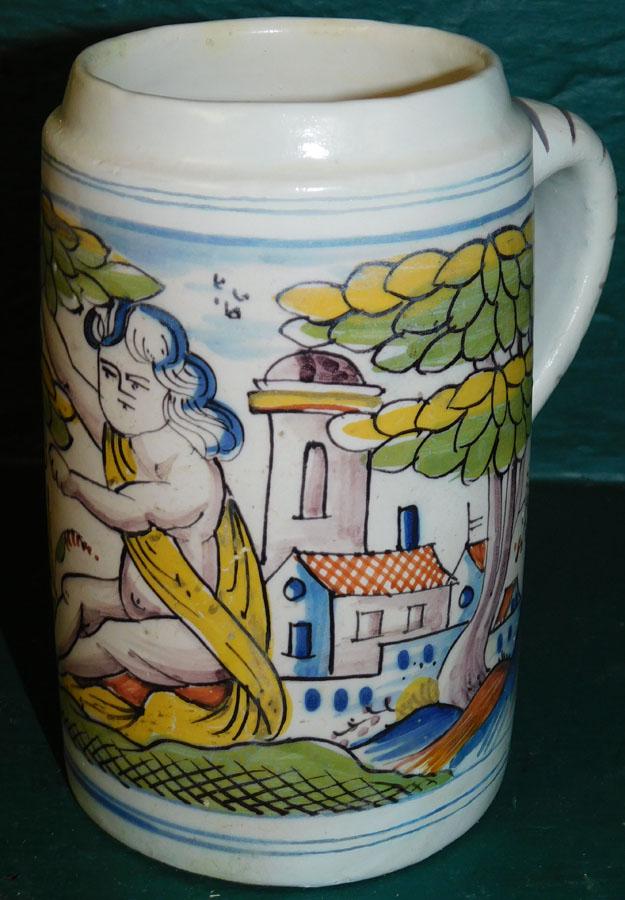 18th C Delft Hand Painted Polychrome Tankard (1 of 3)