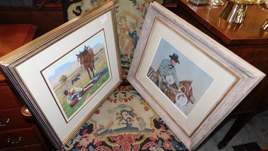 Framed Watercolor & Pastel Cowboy Scenes - Signed (1 of 10)