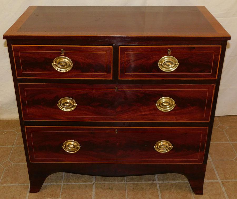 19th C Mah Satinwood Inlay 2/2 Dr Bachelor's Chest (1 of 7)