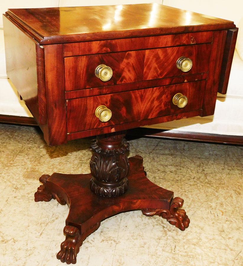 19th C Mahogany Empire Drop Leaf  Night Stand (1 of 4)