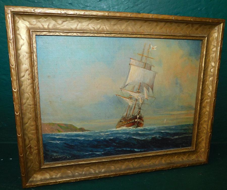 Antique OOC Ship Scene - Signed (1 of 4)